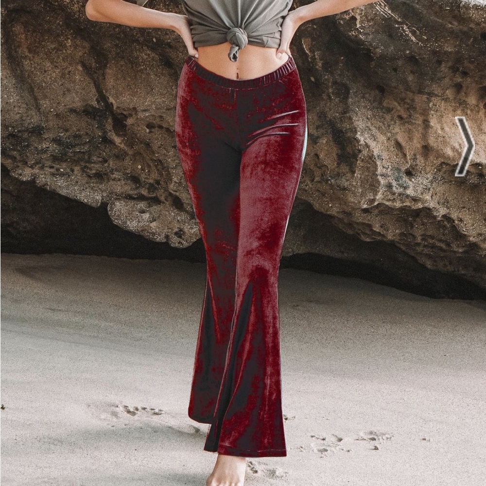 Life Clothing Co. Burgundy Bella Velour Flare Bells